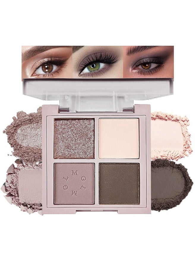 MGL 4Colors Eyeshadow Makeup Palette,Rose Gold Brown Natural Neutral Powde Eye Shadow Palette for Older Women,Long Lasting Naturing-Looking,Lightweight,Waterproof,Eye Makeup Kit Travel Size,#02 - Image 1